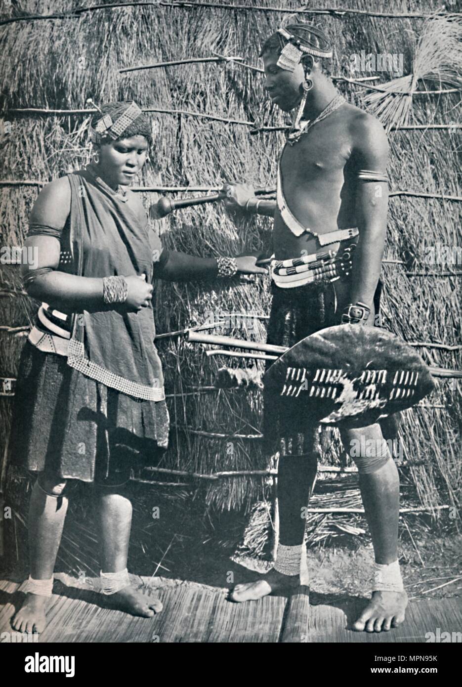 A pair of Zulu lovers, 1912. Artist: Unknown. Stock Photo