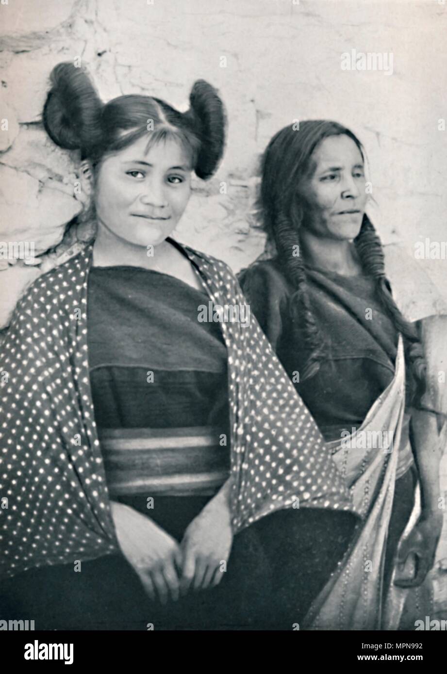 An Arizona Hopi girl and her mother, 1912. Artist: James & Pierce. Stock Photo