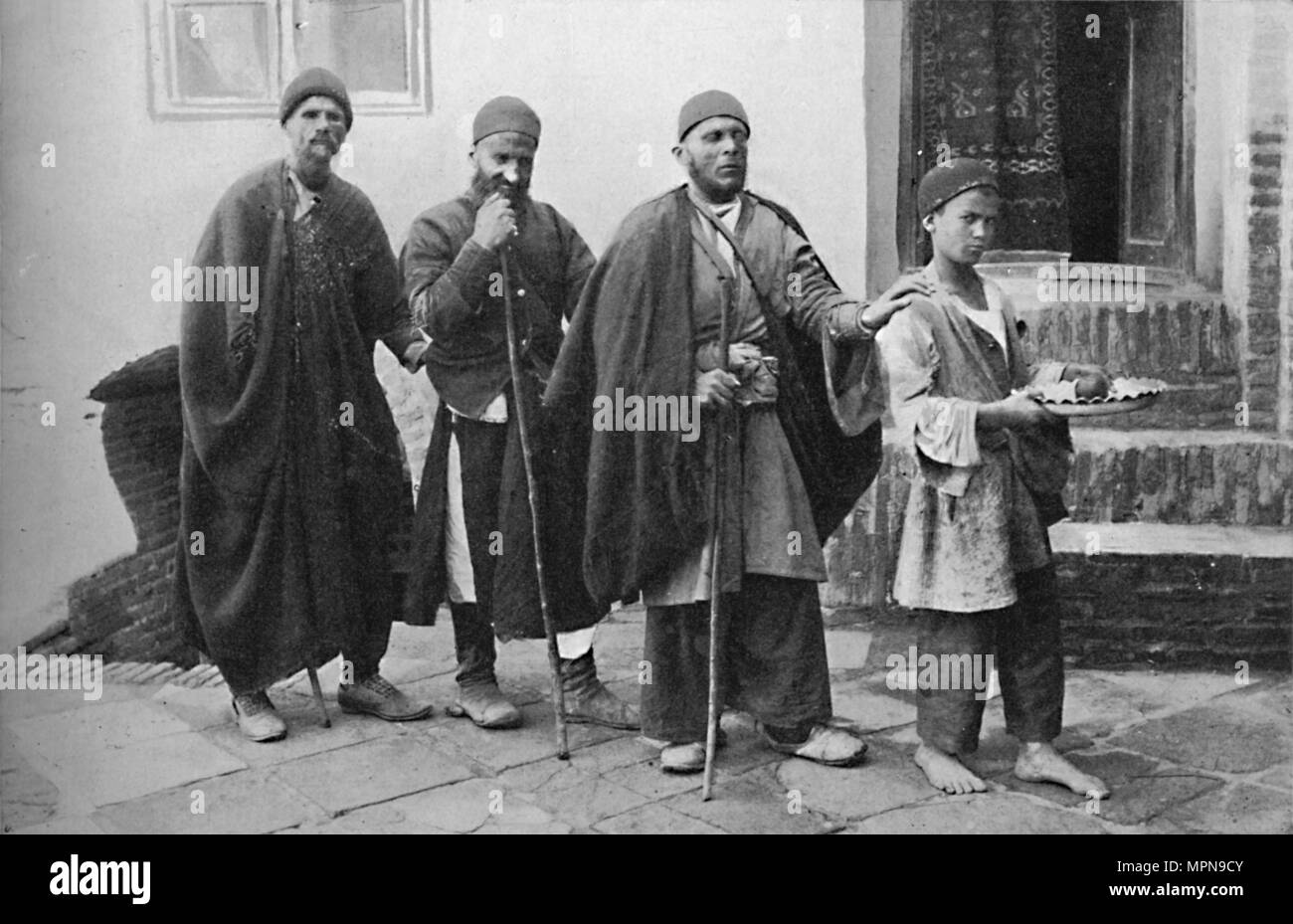 Blind beggars of Tehran, Persia, 1902. Artist: Unknown. Stock Photo