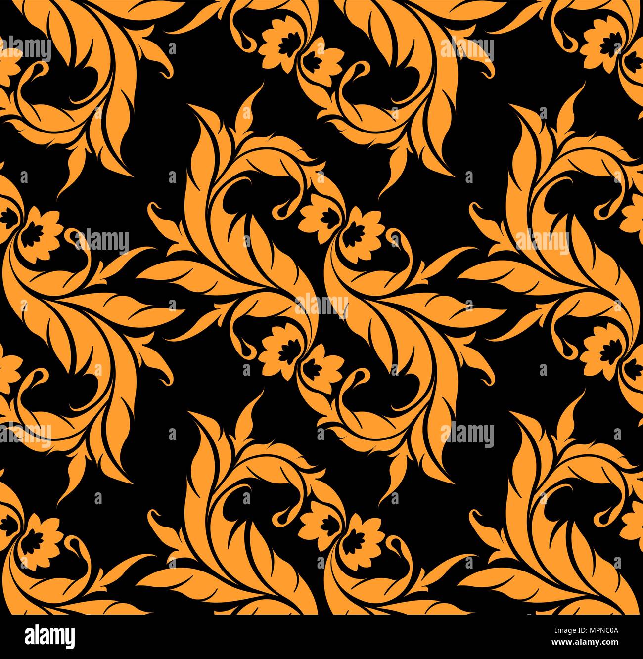 Abstract floral seamless background on a black background Stock Vector ...