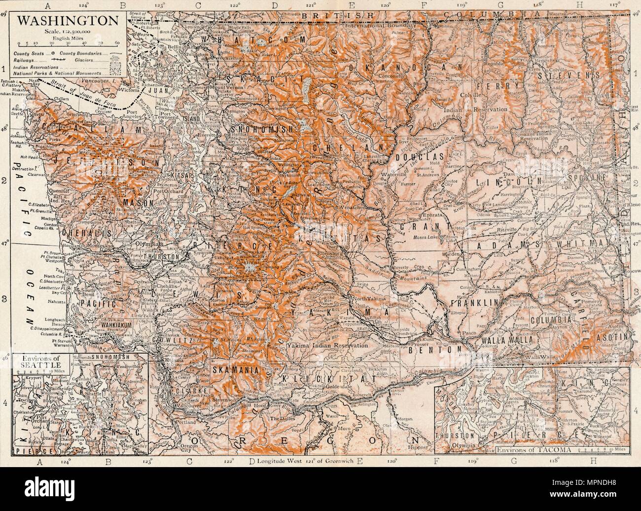Washington map hi-res stock photography and images - Alamy