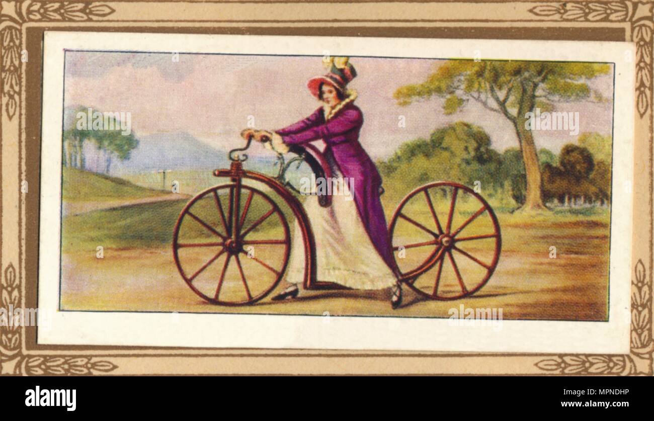 'Lady's Pedestrian Hobby-Horse', 1819, (1939). Artist: Unknown. Stock Photo