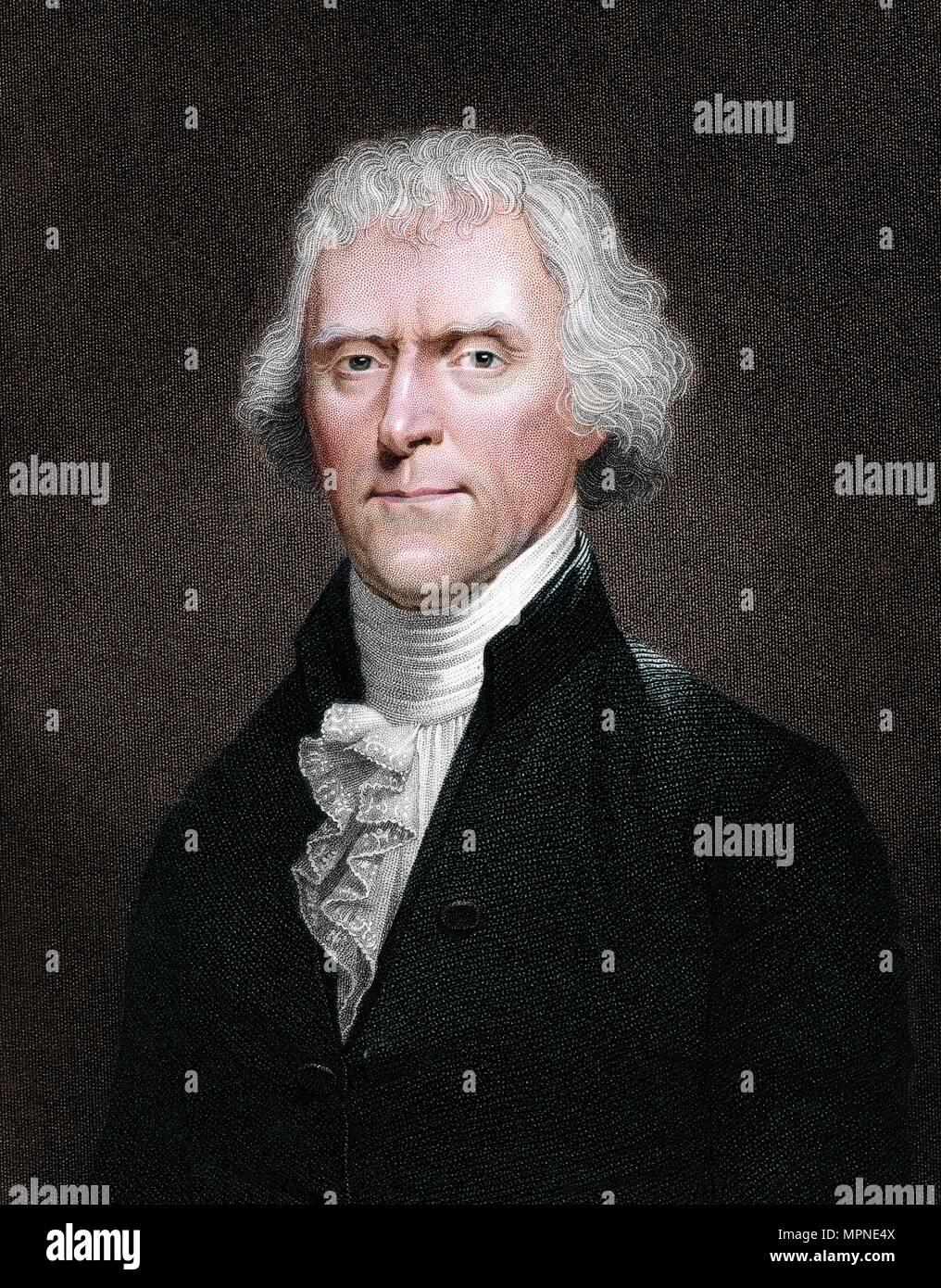 Thomas Jefferson, American president. Artist: Unknown. Stock Photo