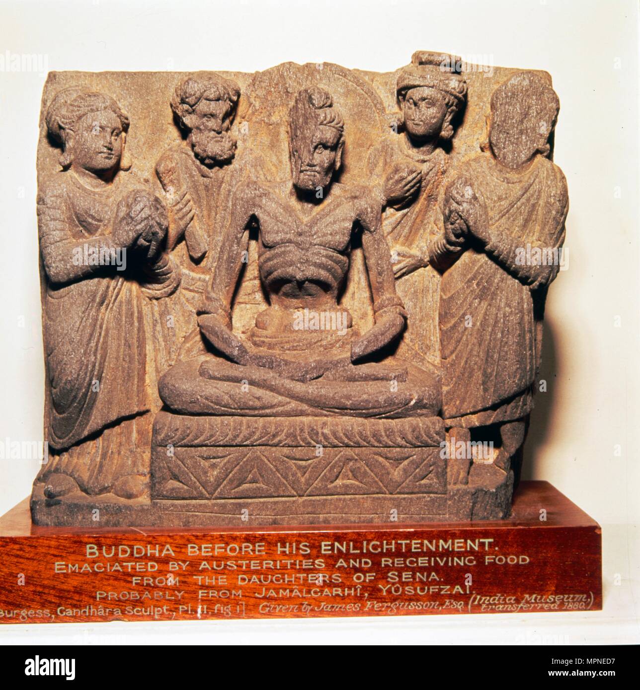 Buddha with daughters of Sena, Gandhara Style, c2nd-3rd century. Artist: Unknown. Stock Photo