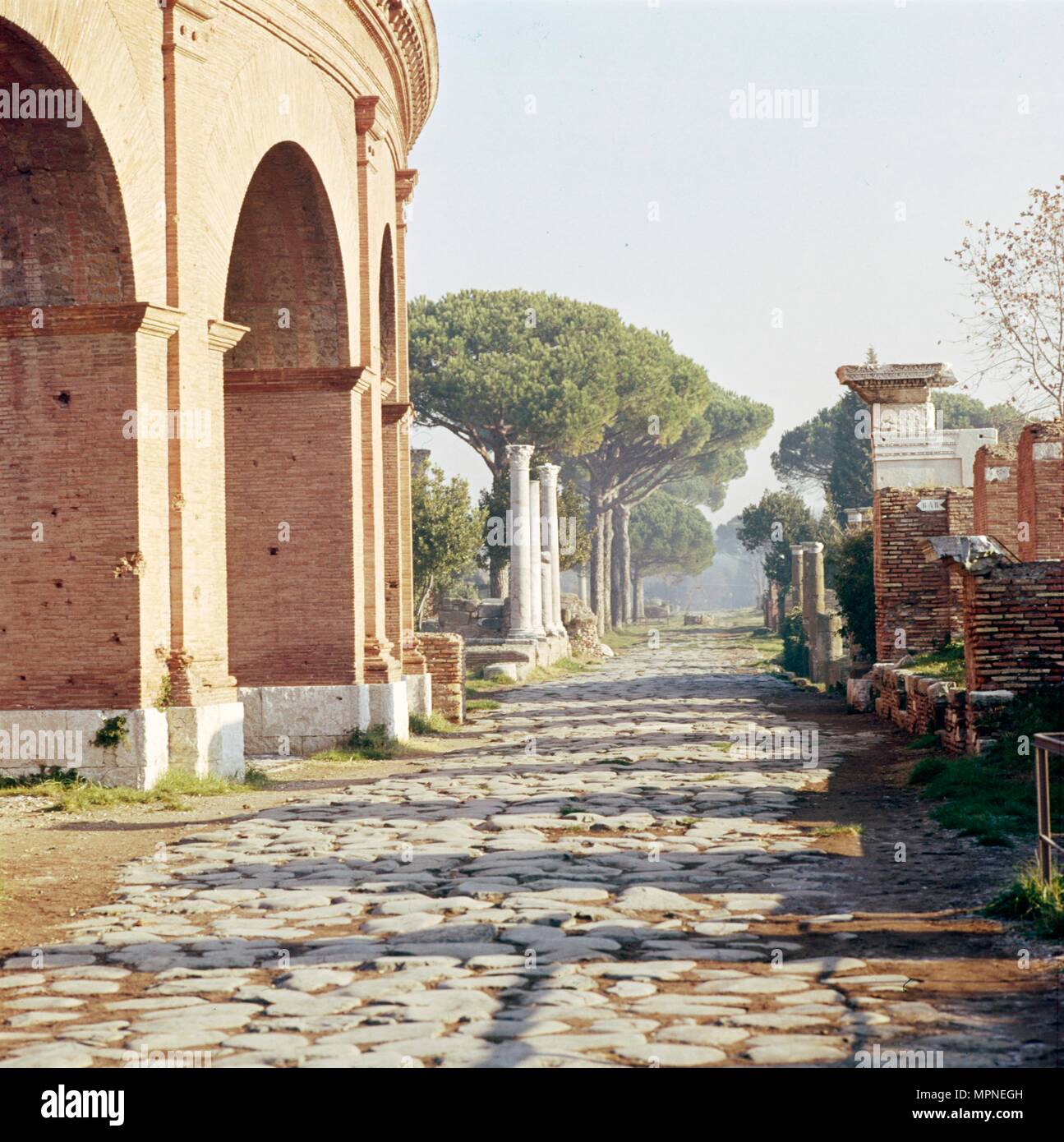 Via Decumanus, Ostia Antica, Port of Rome, Italy, c2nd-3rd century, (c20th century).  Artist: CM Dixon. Stock Photo