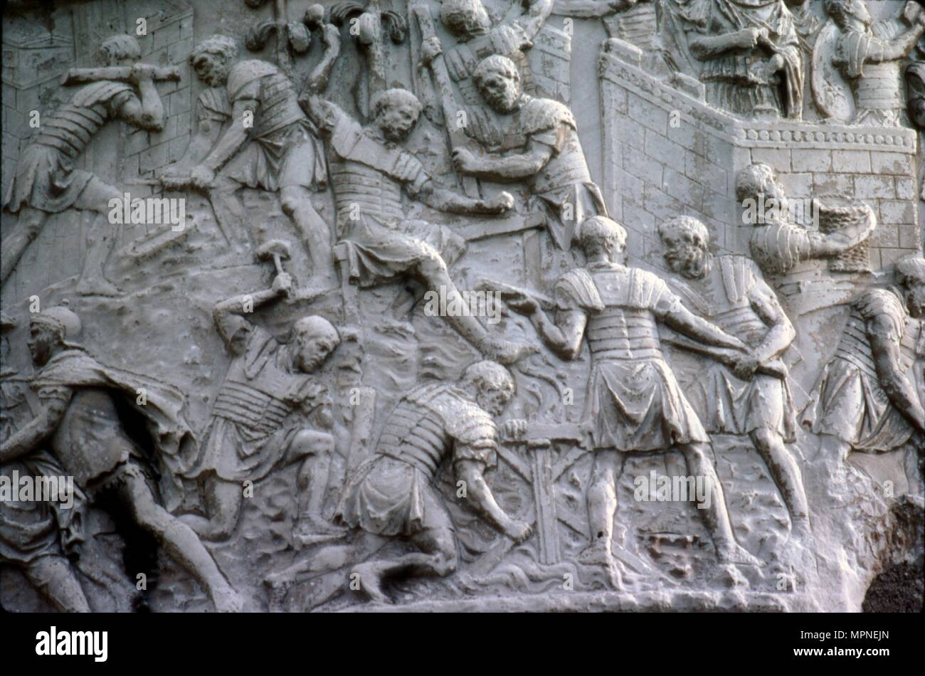 Roman soldiers working on construction, Trajan's Column, Rome, c2nd