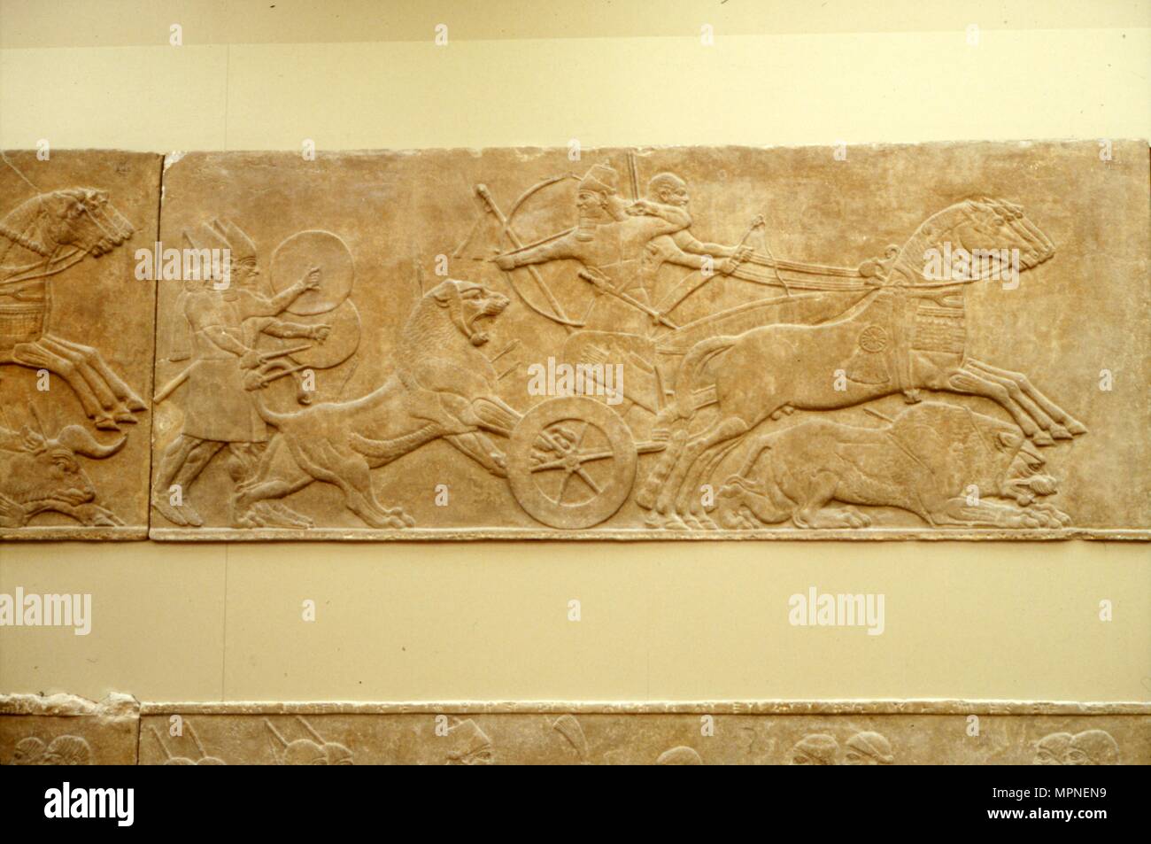Ashurnasirpal II killing lions, c645 BC-635 BC. Artist: Unknown. Stock Photo