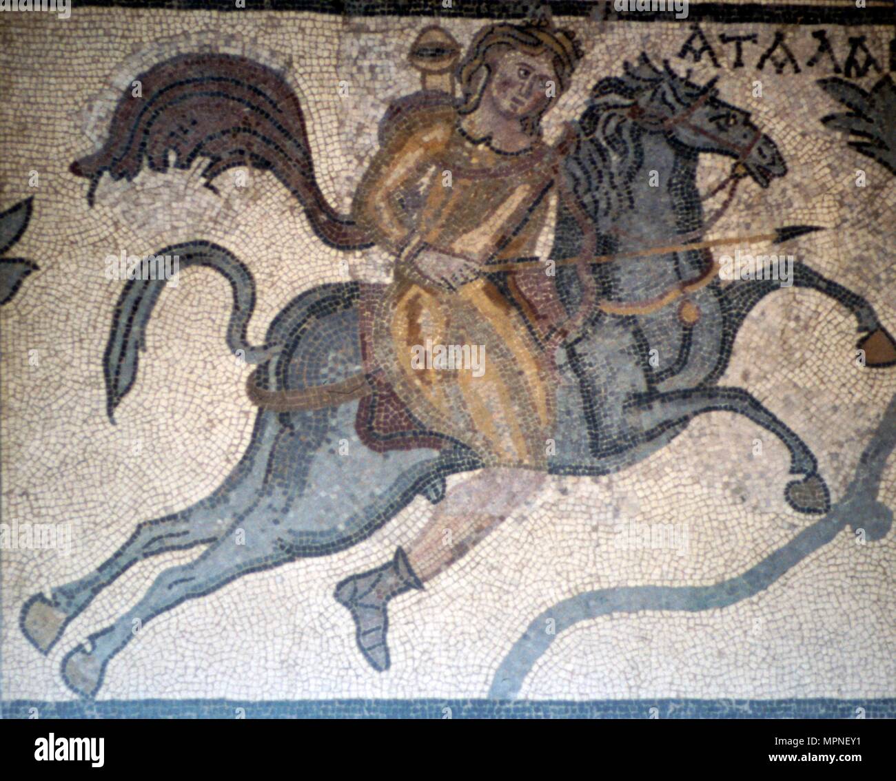 Atlanta on Horseback, Carthage Mosaic, c3rd century. Artist: Unknown. Stock Photo