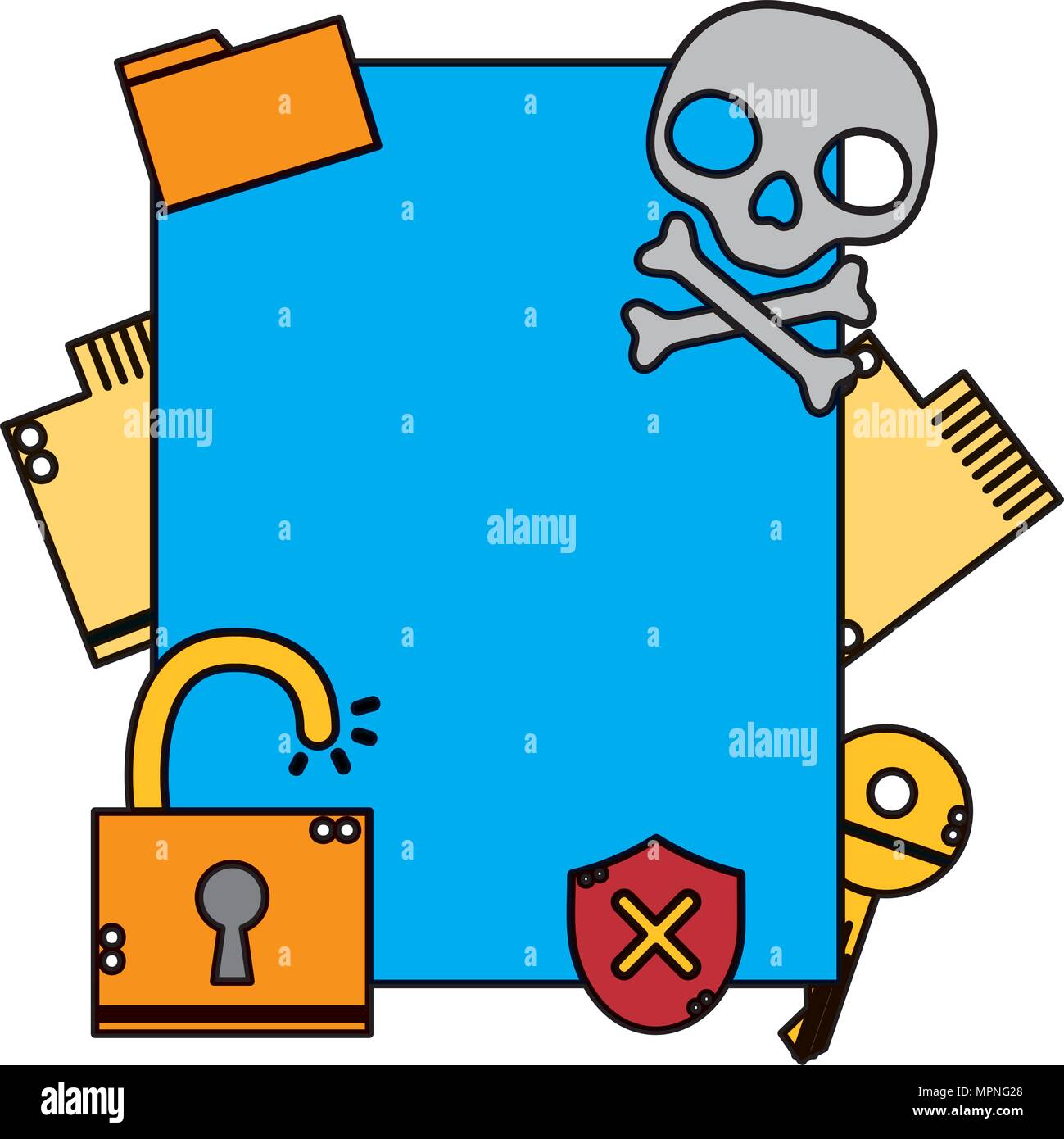 Color emblem with caution web virus protection vector illustration