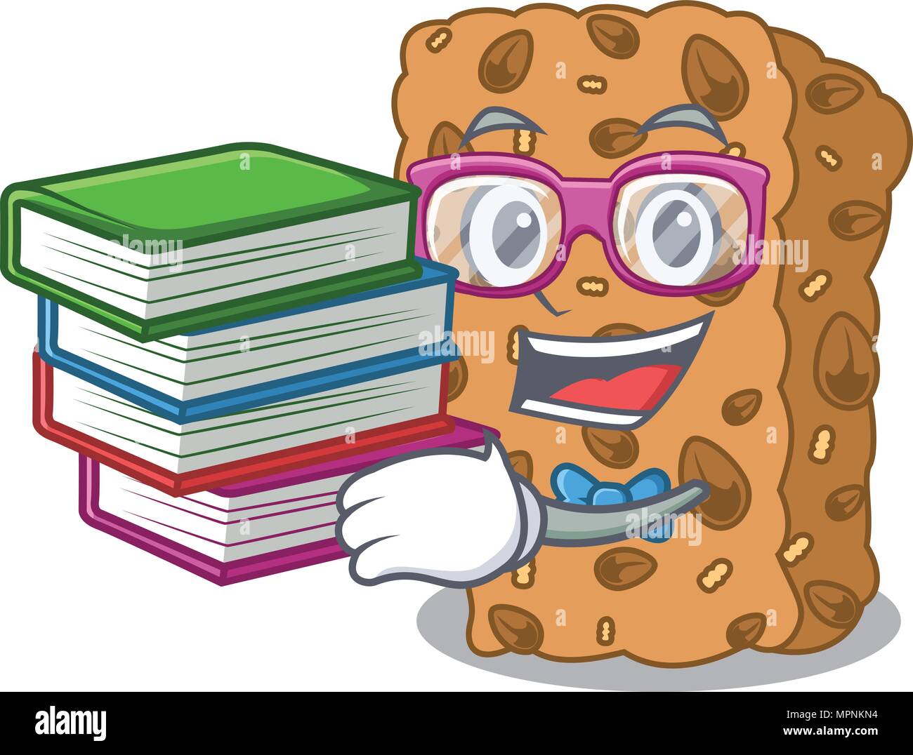 Student with book granola bar mascot cartoon Stock Vector Image & Art