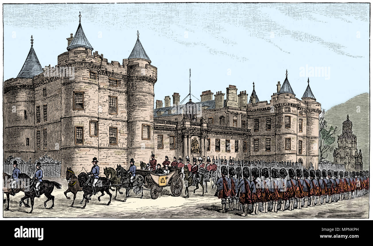 The queen leaving Holyrood Palace, Edinburgh, 1886, (1900). Artist