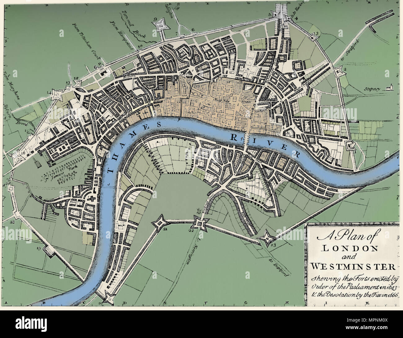 Plan of London and Westminster, 1749 (1903). Artist: Unknown. Stock Photo