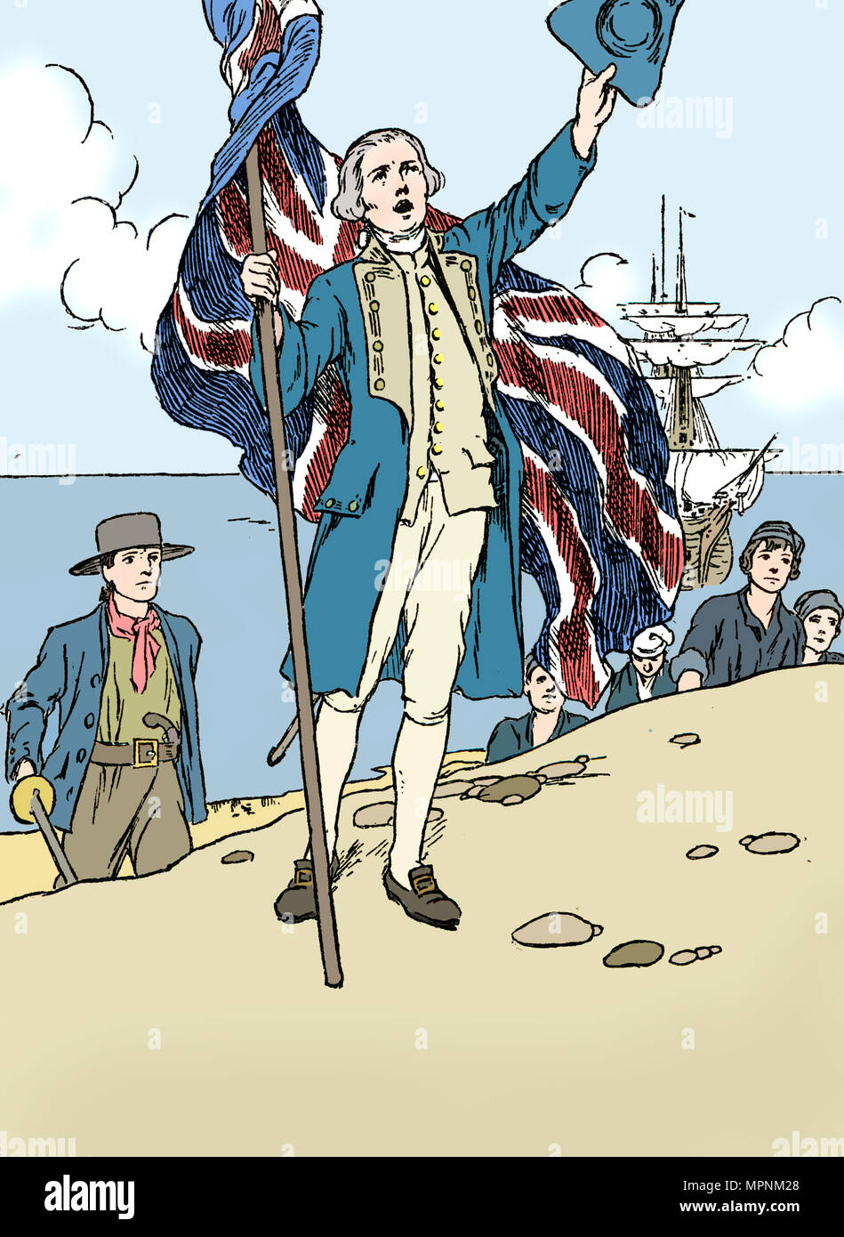 'Captain Cook Landing in Australia', 1912. Artist Charles Robinson