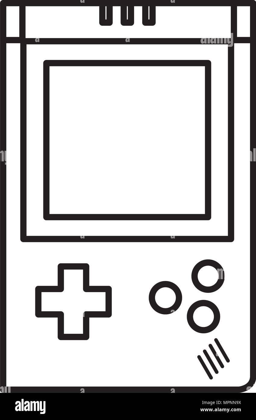 line tetris handheld videogame console simulador vector illustration ...