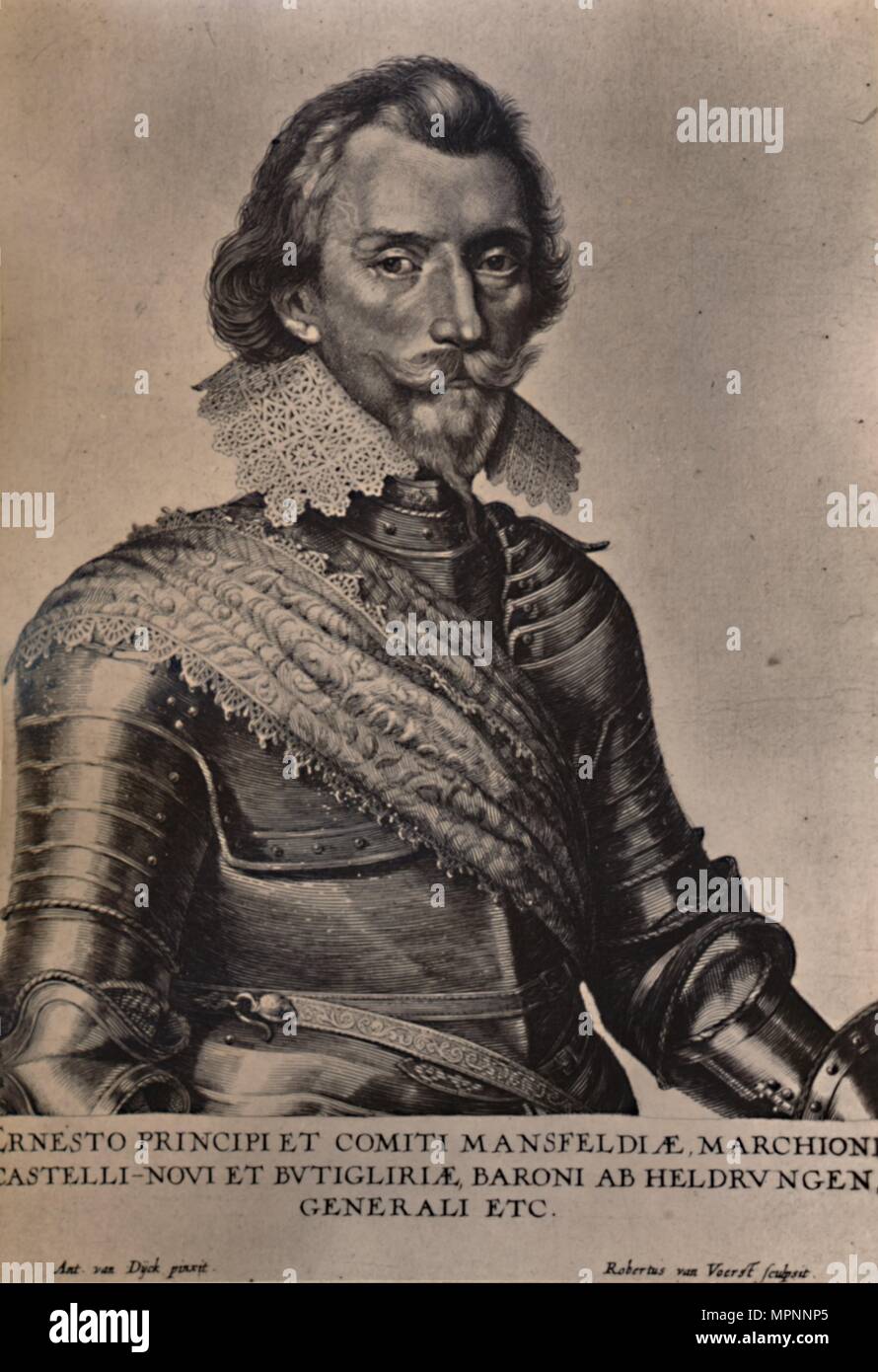 Count Ernst von Mansfeld, German general of the Thirty Years War, 17th century (1894). Artist: Robert van Voerst. Stock Photo