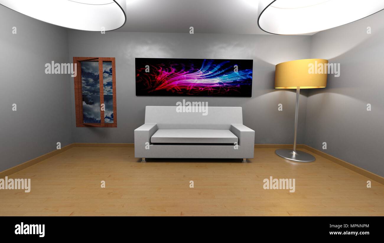 Living room sample - 3D rendering Stock Photo - Alamy