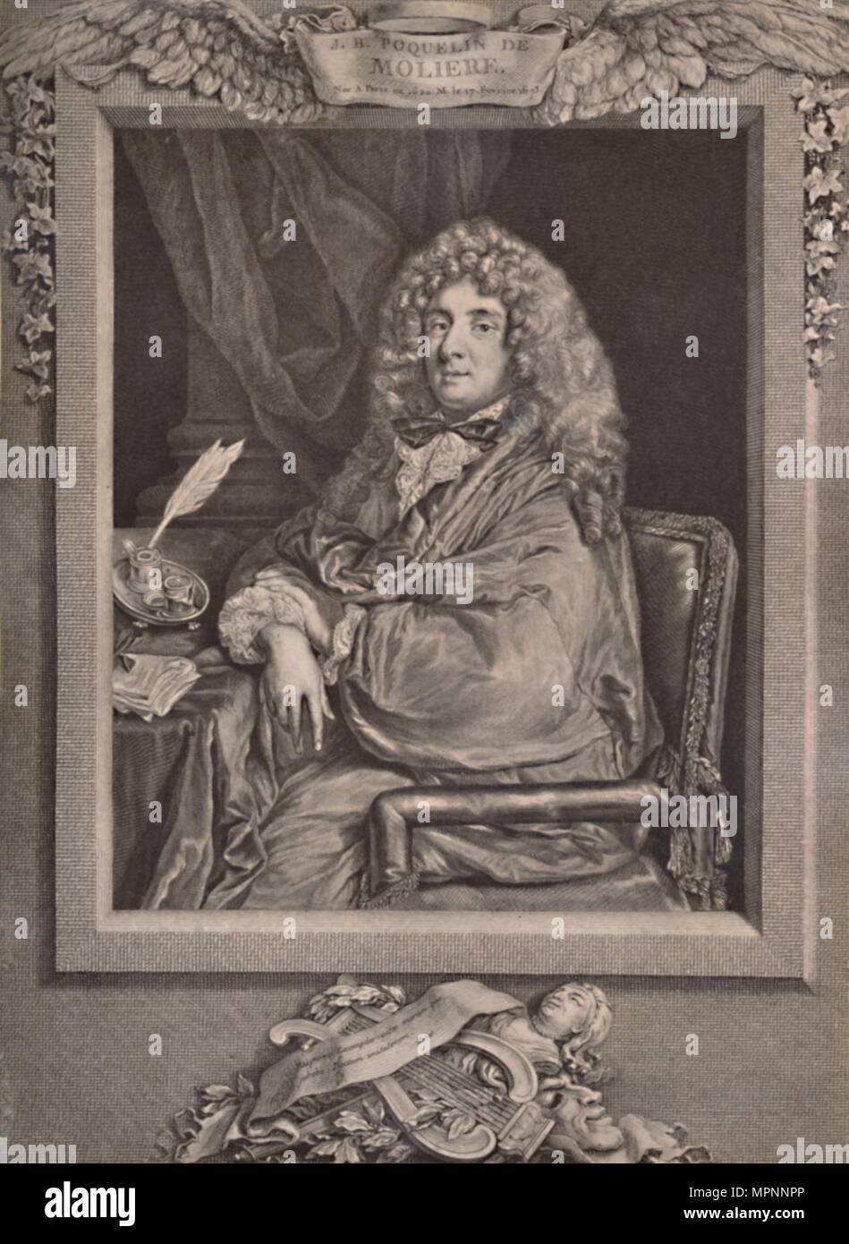 Moliere, French playwright and actor, 18th century (1894). Artist: Jacques Firmin Beauvarlet. Stock Photo