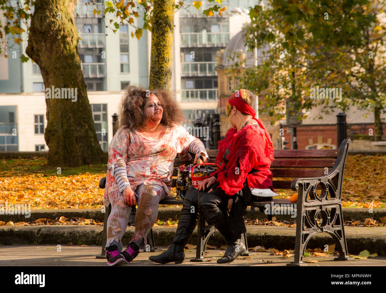 Bristol Zombie walk, and annual event around Hallwoween, where everyone dresses up Stock Photo