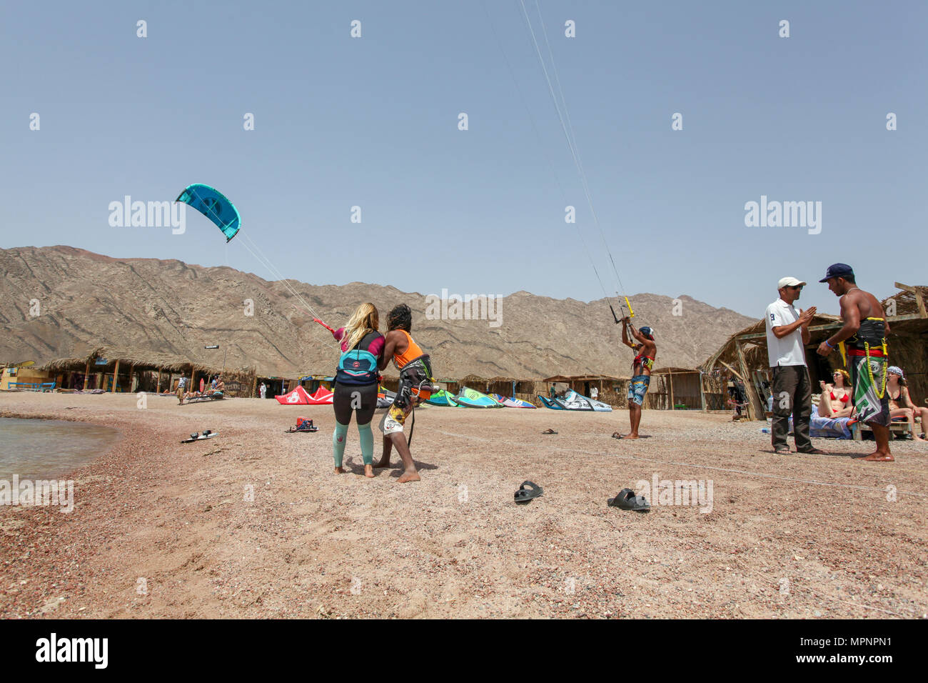 The camping site at the Blue Lagoon resort (Dahab), Sinai, Egypt Stock Photo