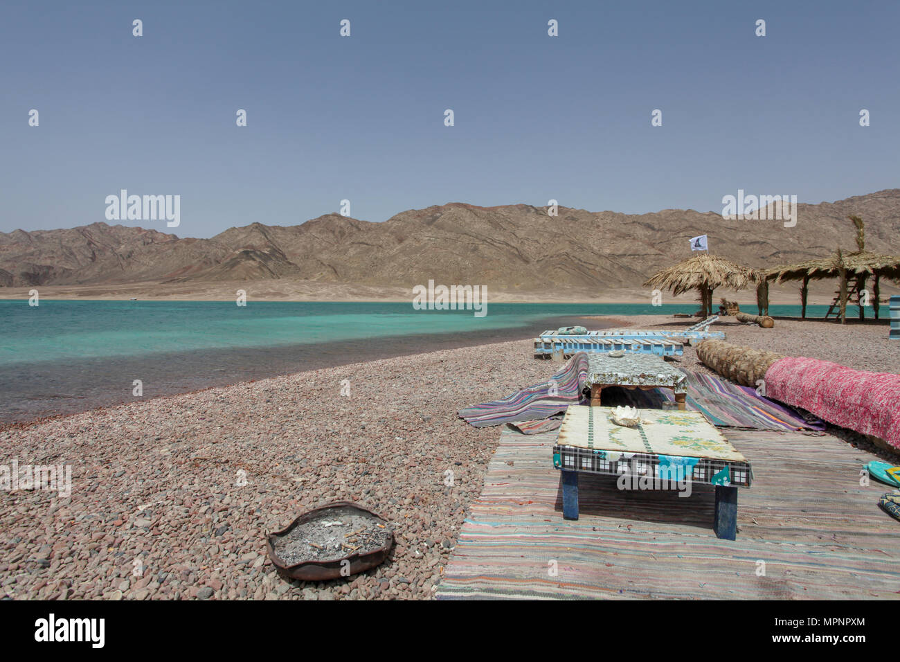 The camping site at the Blue Lagoon resort (Dahab), Sinai, Egypt Stock ...