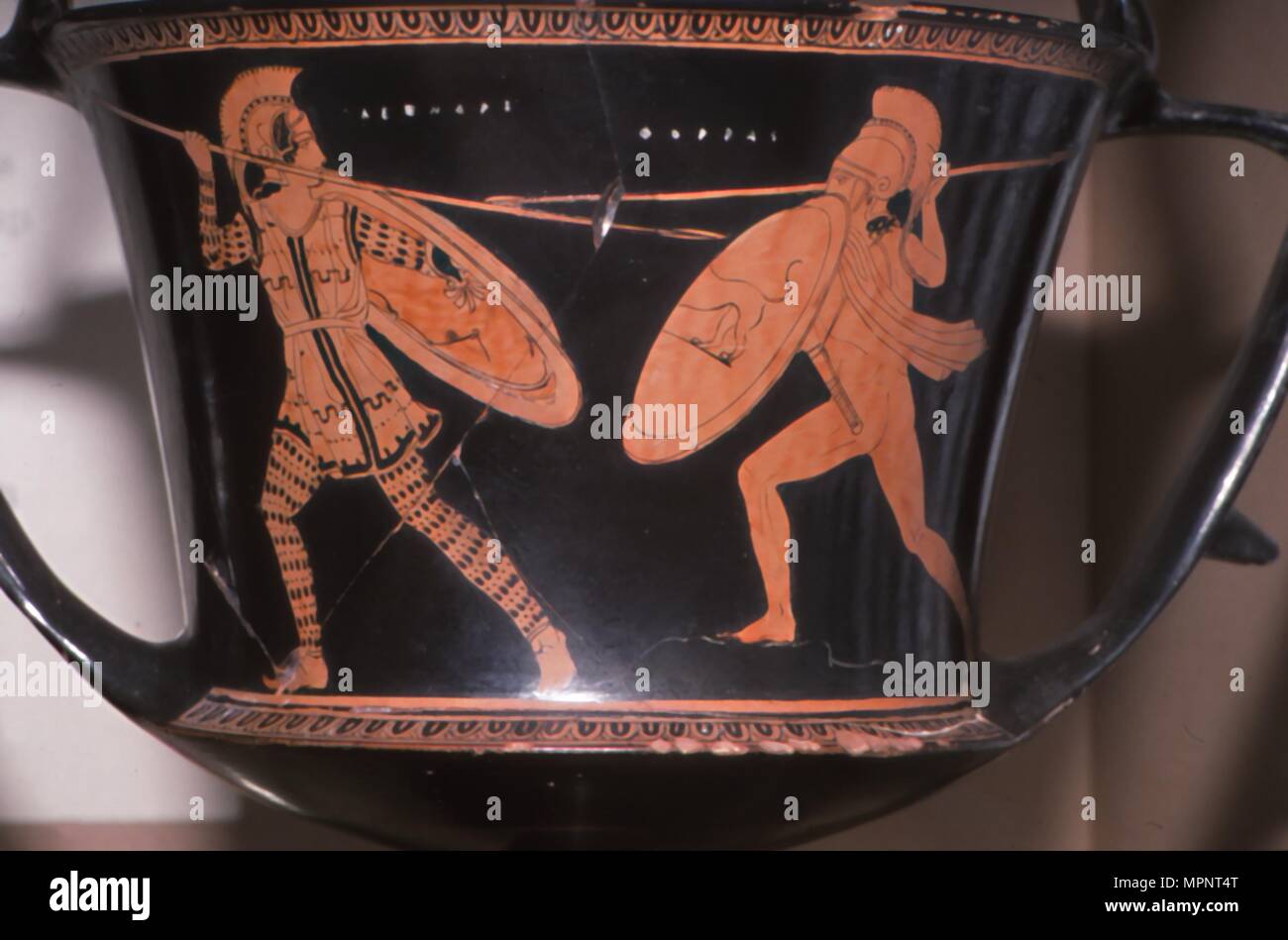 Greek Vase Painting, Persian and Hoplite fighting, c5th century BC. Artist: Unknown. Stock Photo