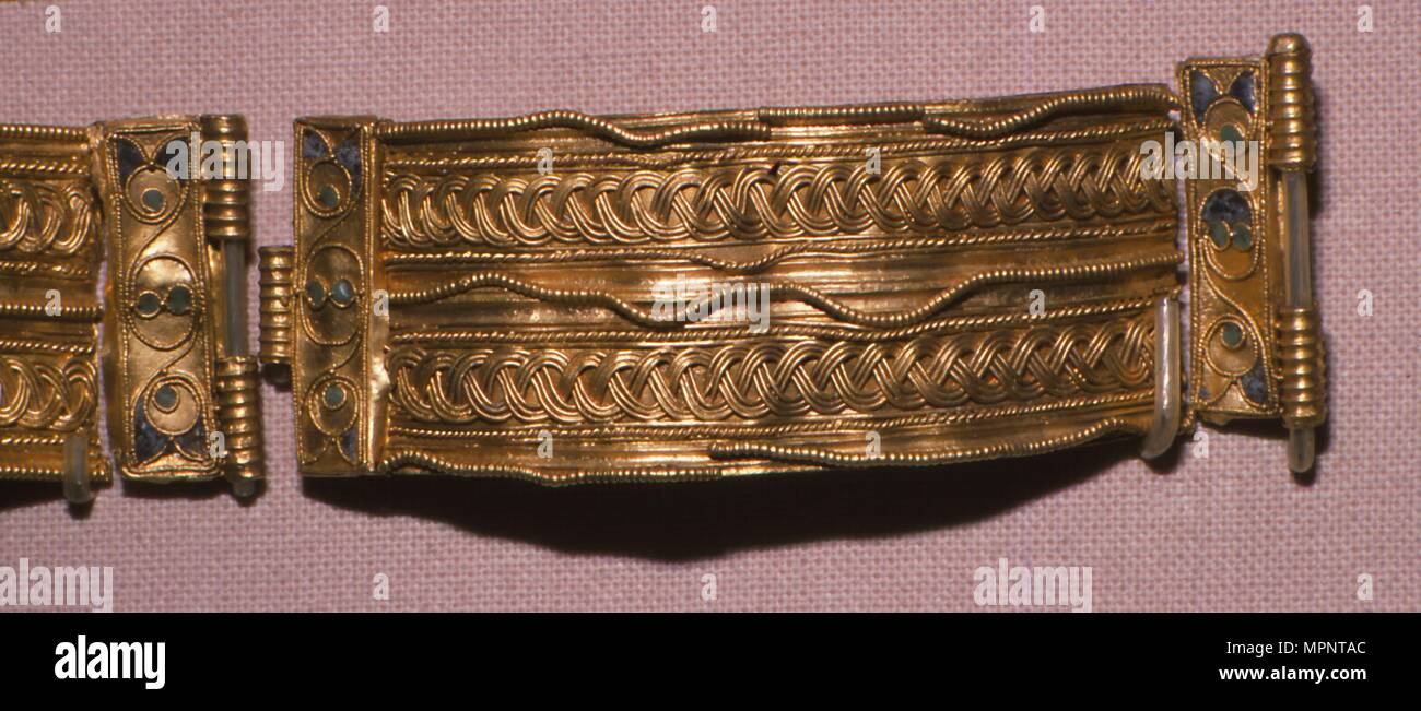 Detail of a Roman Gold Bracelet found at Newgrange, County Meath, 4th century.  Artist: Unknown. Stock Photo