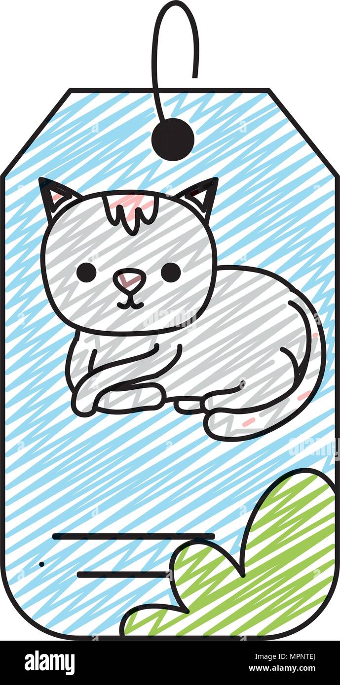 doodle tag cat cute pet animal Stock Vector Image & Art Alamy