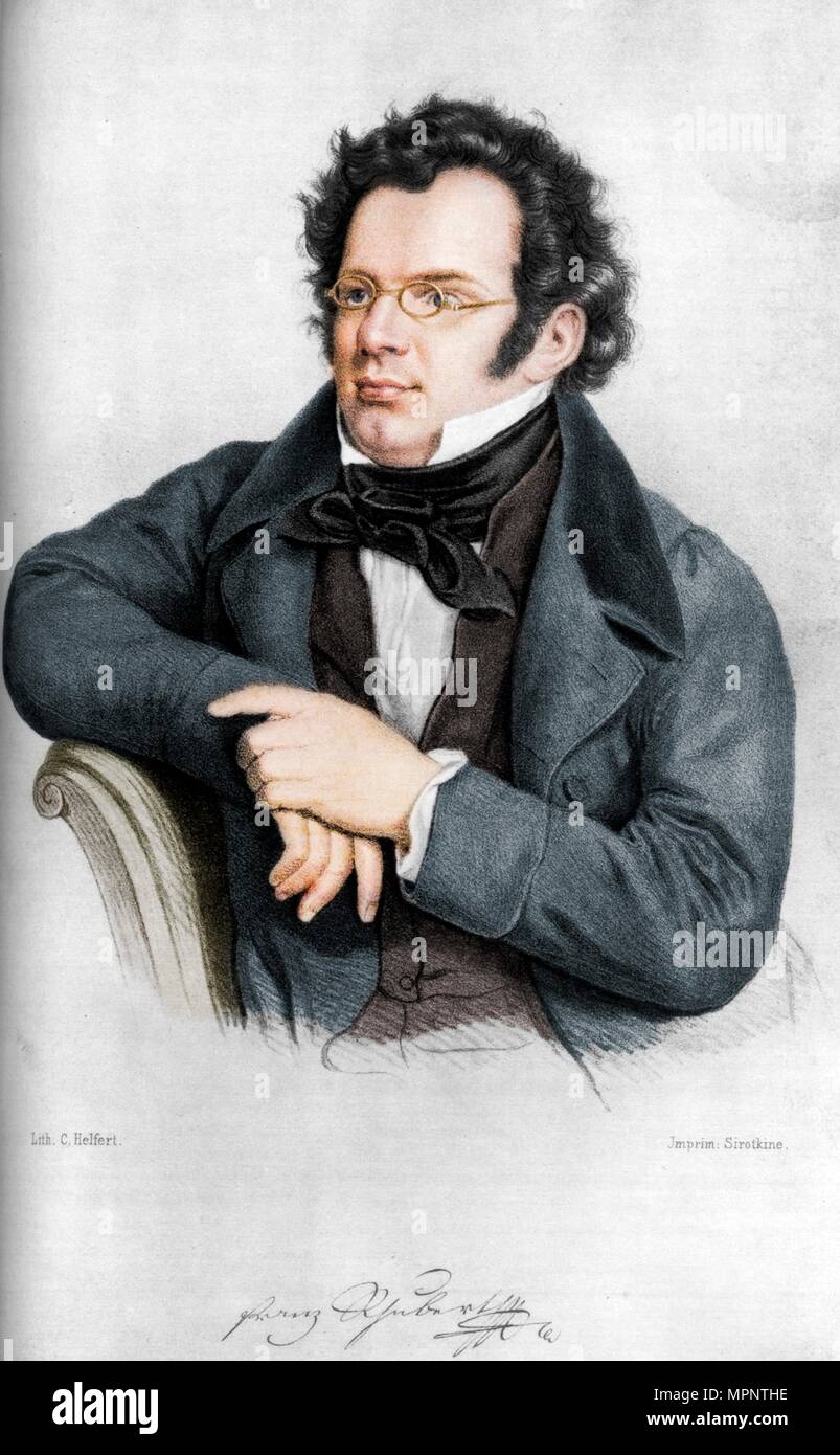 Franz Peter Schubert (1797-1828), Austrian composer. Artist: C Helfert. Stock Photo