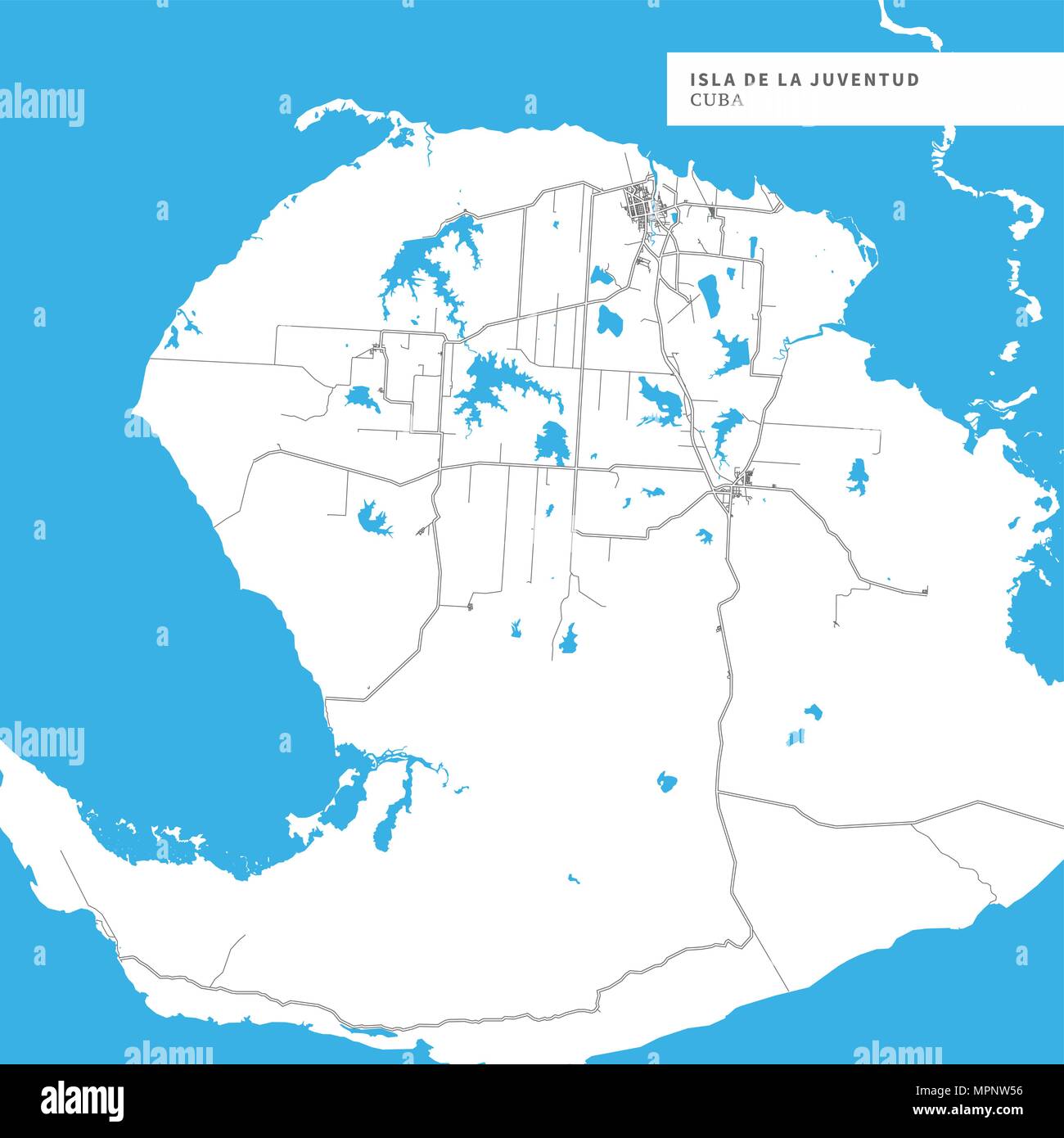 Isla De La Juventud Map Map Of Isla De La Juventud Island, Cuba, Contains Geography Outlines For  Land Mass, Water, Major Roads And Minor Roads Stock Vector Image & Art -  Alamy