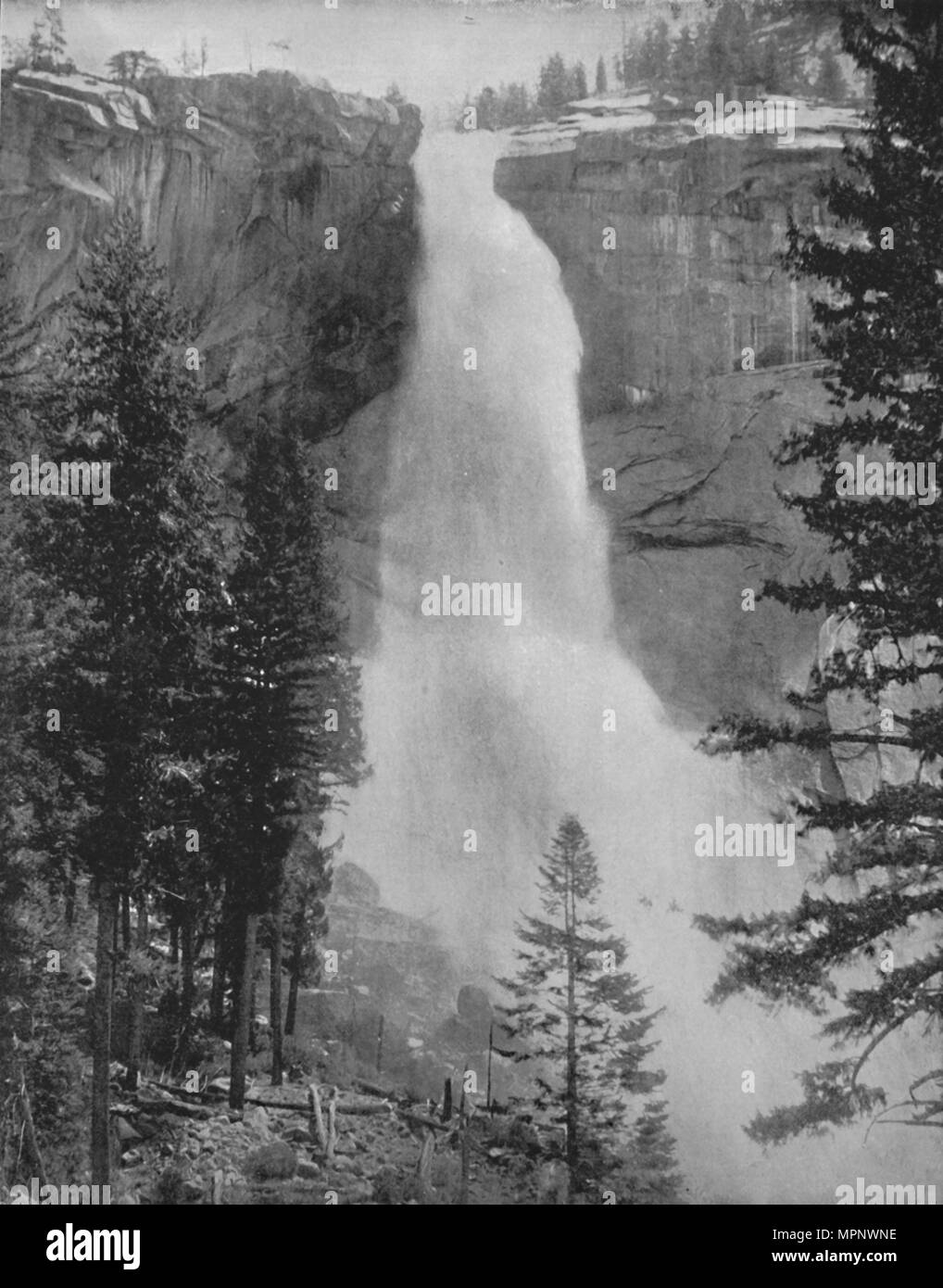 'Nevada Fall in the Yosemite Valley', 19th century. Artist: Unknown. Stock Photo