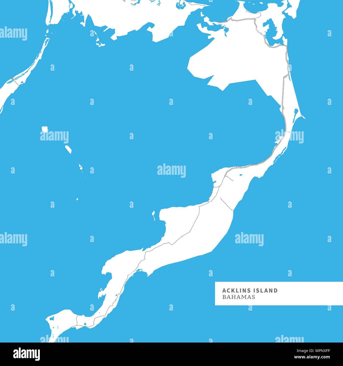 Map of Acklins Island Island, Bahamas, contains geography outlines for ...