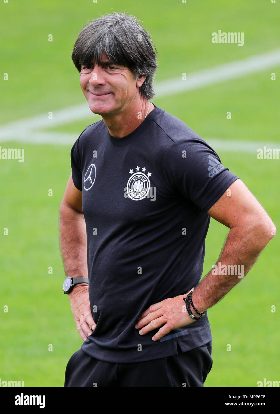 24 May 2018, Italy, Eppan: Germany coach Joachim Loew during training at  the Rungg sports centre. The Germany football team is preparing for the  football World Cup at their training camp in