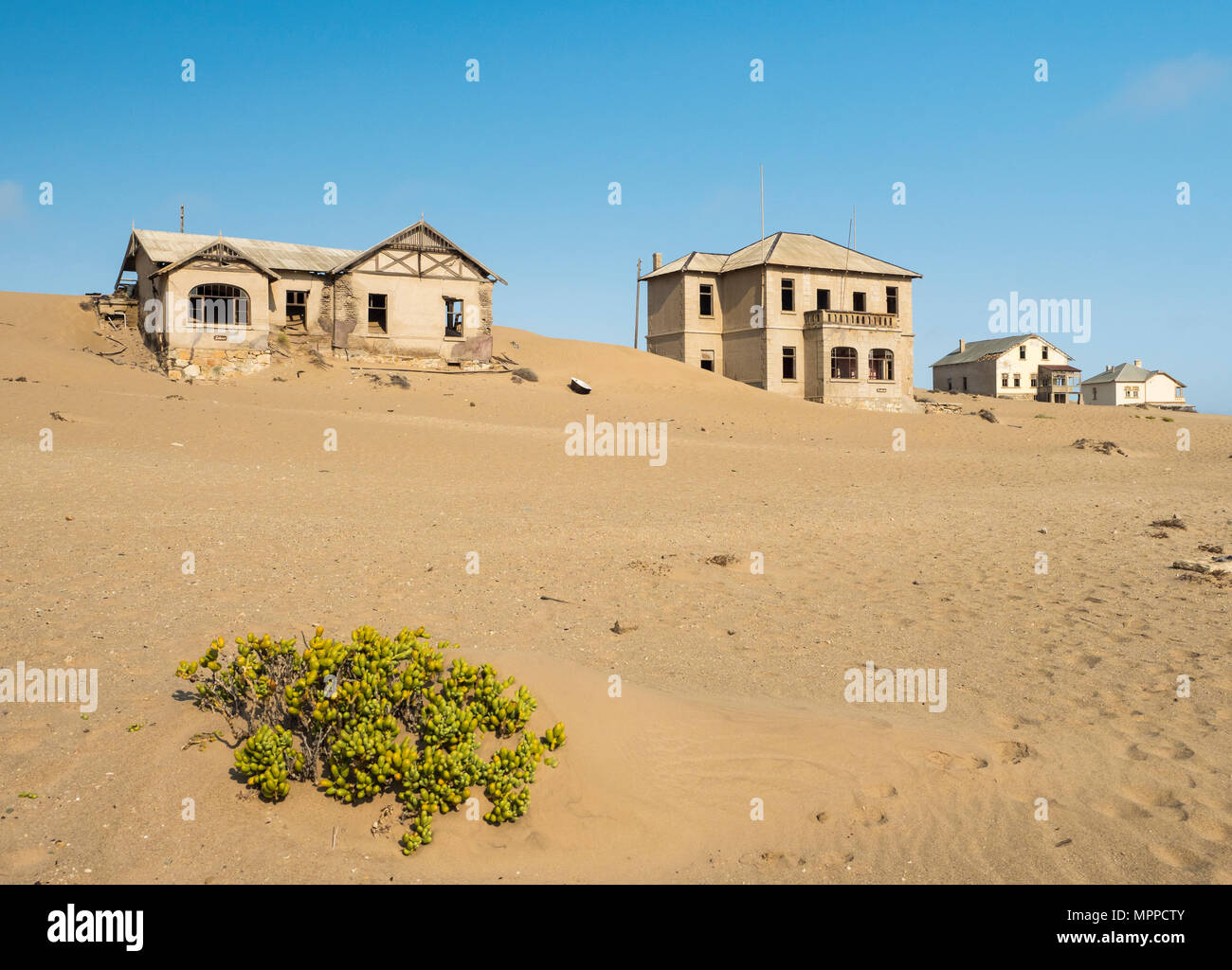 Africa, Namibia, houses of ghost town Kolmanskop at Namib desert Stock Photo