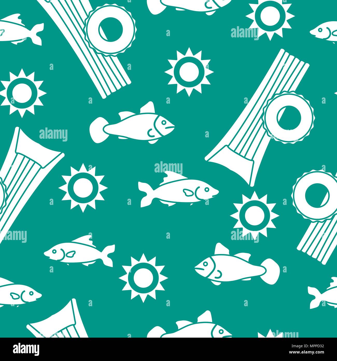 Seamless pattern with inflatable mattress, inflatable circle. Summer leisure. Stock Vector