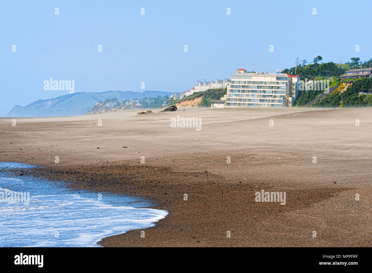 Lincoln City, Oregon, USA April 30, 2015 Coastline, dotted with