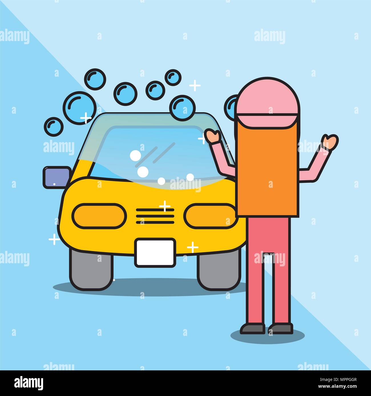 Girl wash car Stock Vector Images - Alamy