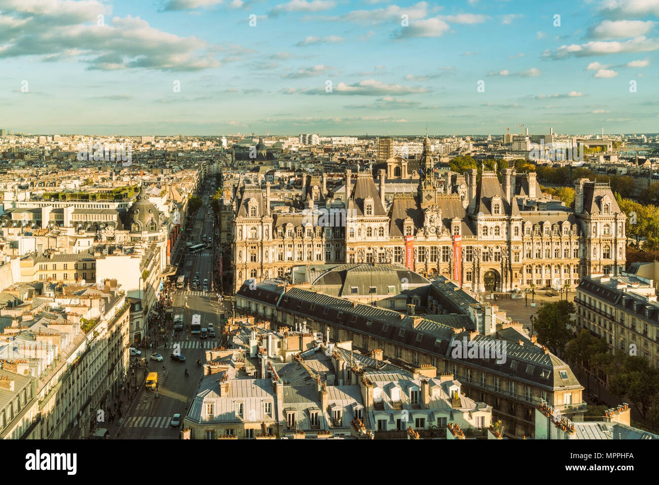 France, Paris, view to Square de la Tour Saint-Jacques from above Stock Photo