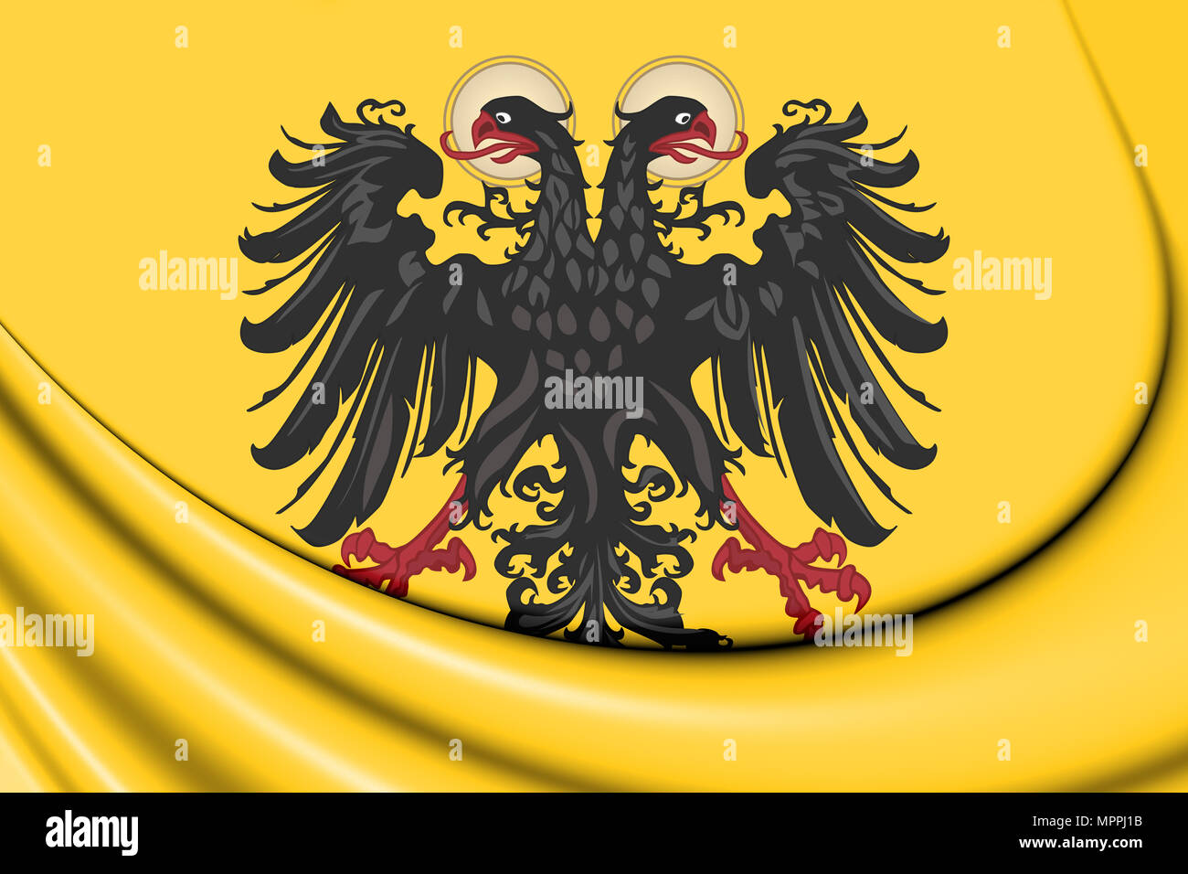 3D Flag of Holy Roman Empire (1400-1806). 3D Illustration. Stock Photo