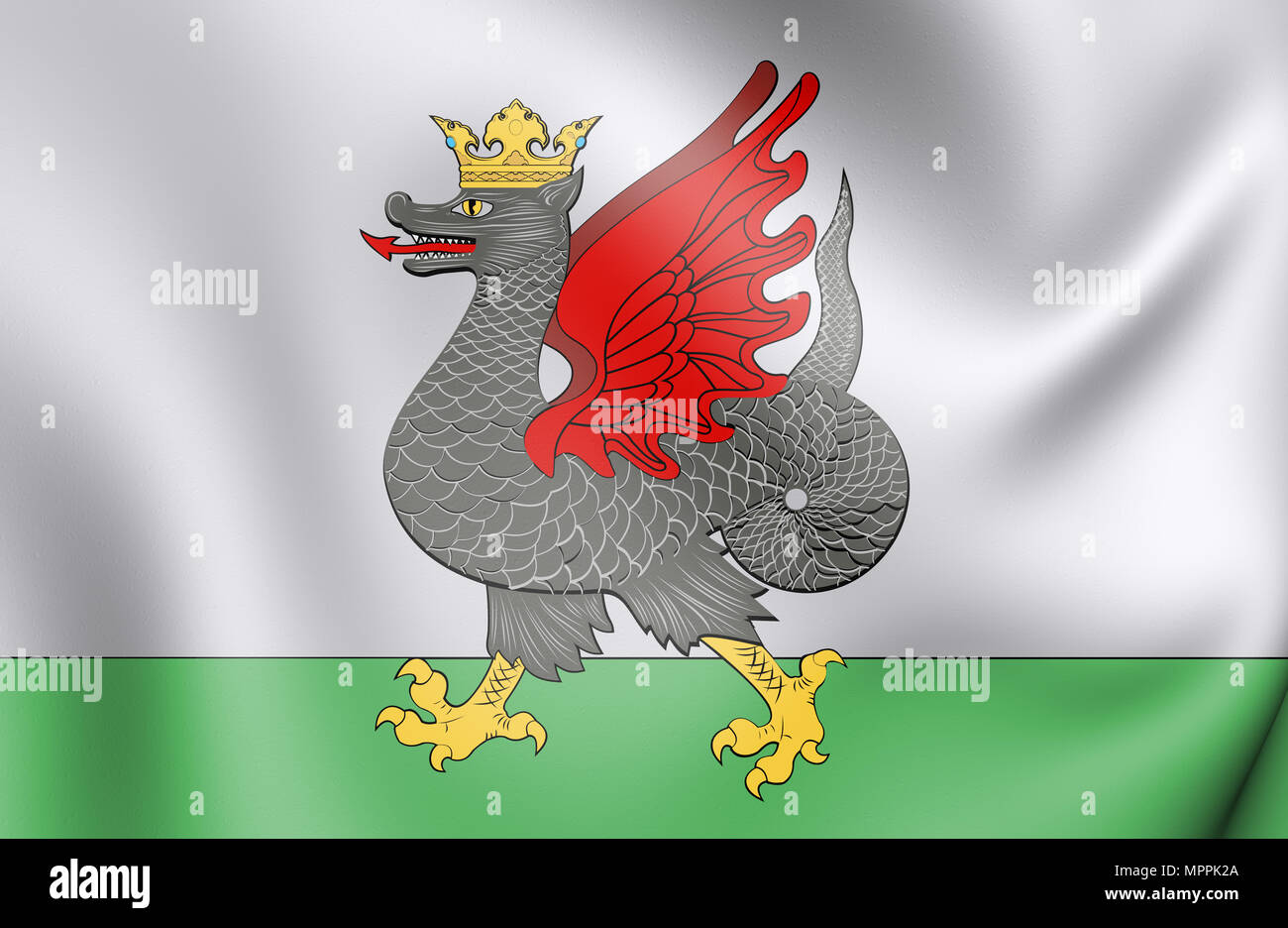 3D Flag of Kazan (Republic of Tatarstan), Russia. 3D Illustration. Stock Photo
