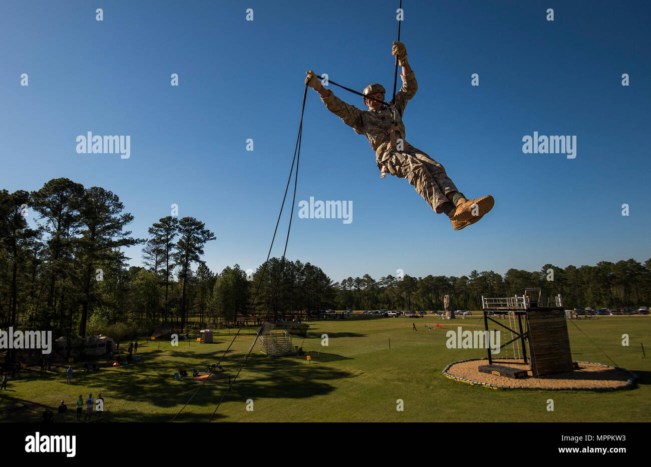Army Rangers Rappelling A U.S. Army Ranger rappels down a tower during the Best Ranger ...