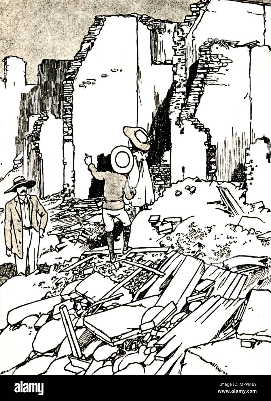 'After the Earthquake', 1907 (1912). Artist: Charles Robinson. Stock Photo