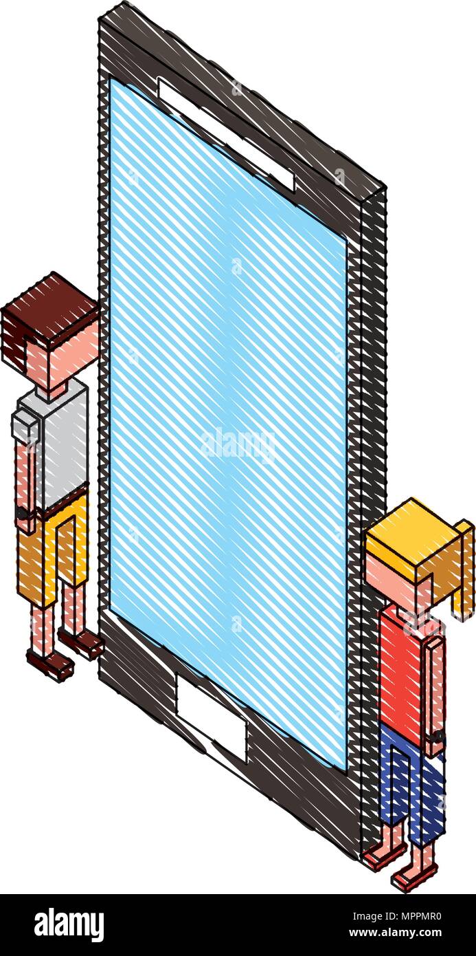 smartphone device with children isometric icon Stock Vector Image & Art ...
