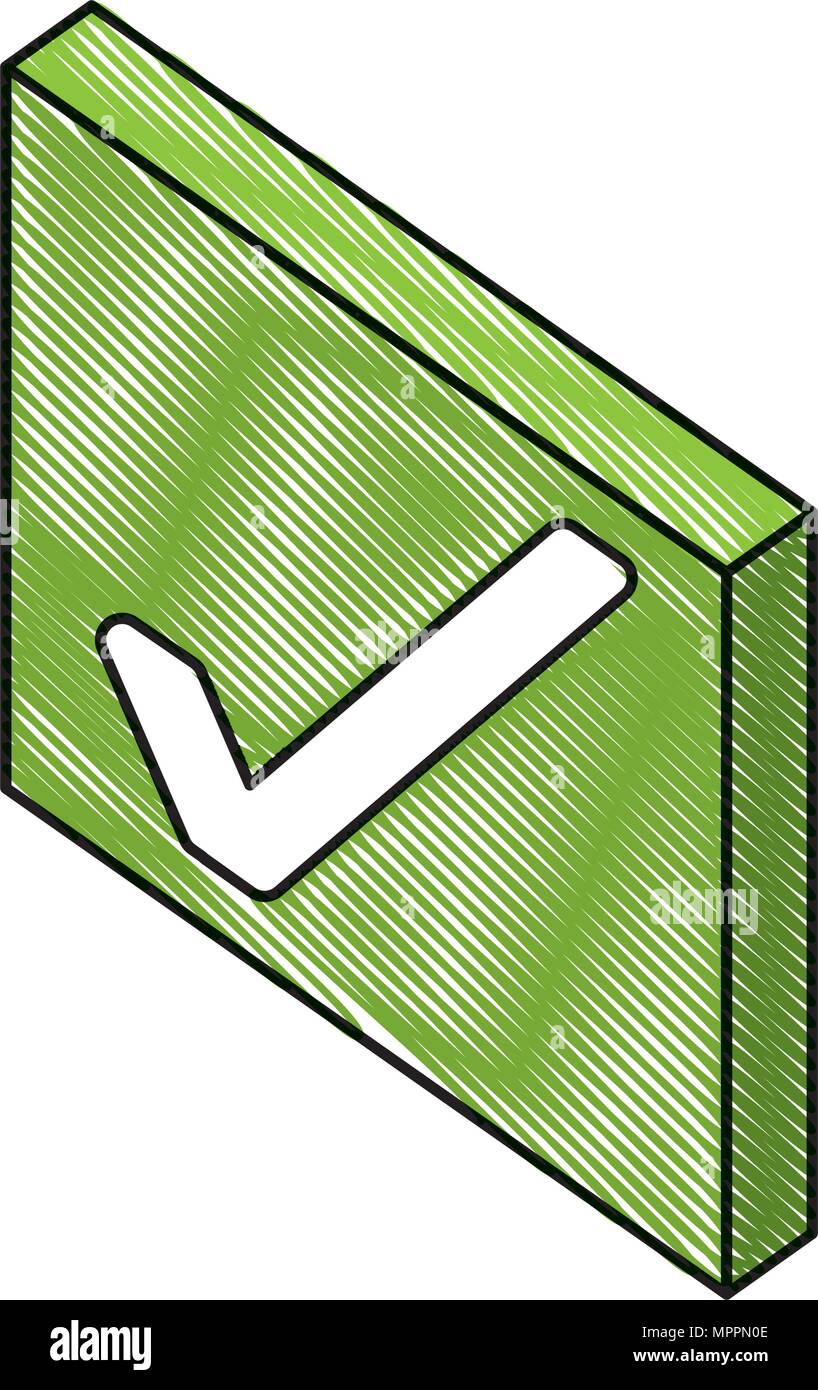 button with check symbol isometric icon Stock Vector