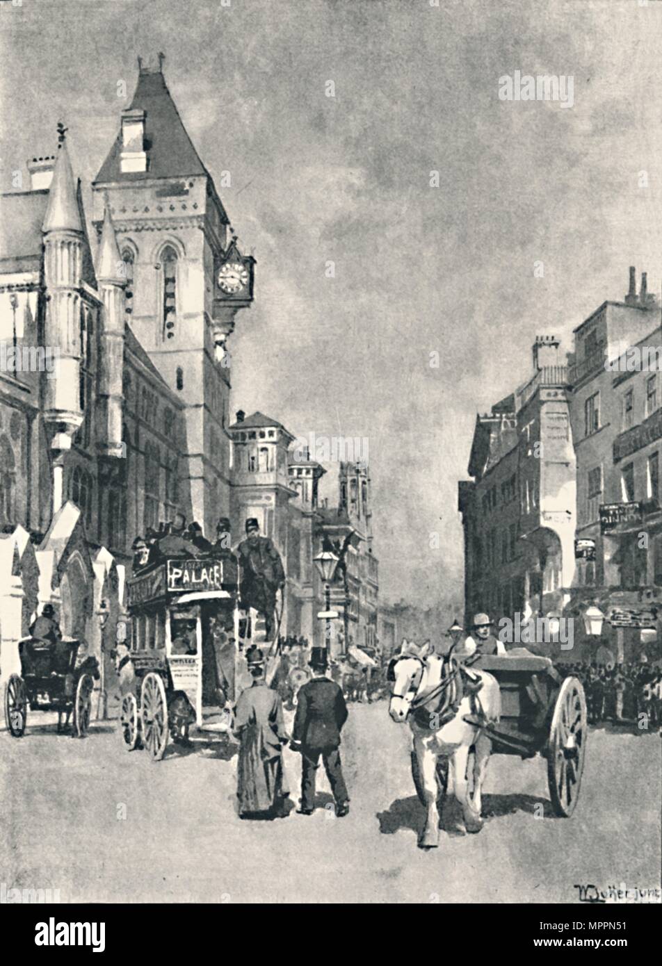 'Fleet Street, Showing the Law Courts', 1891. Artist: William Luker. Stock Photo