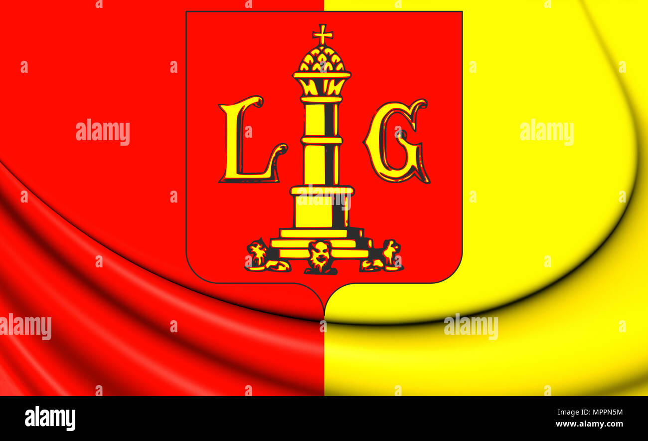3D Flag of Liege City, Belgium. 3D Illustration. Stock Photo
