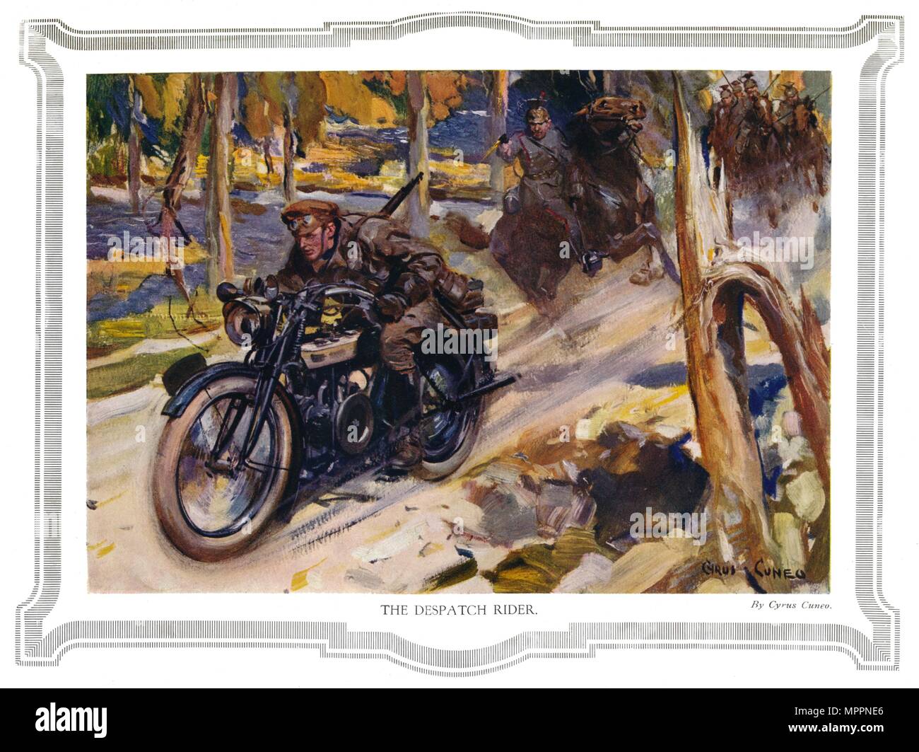 'The Despatch Rider', 1916. Artists: Unknown, Cyrus Cuneo. Stock Photo