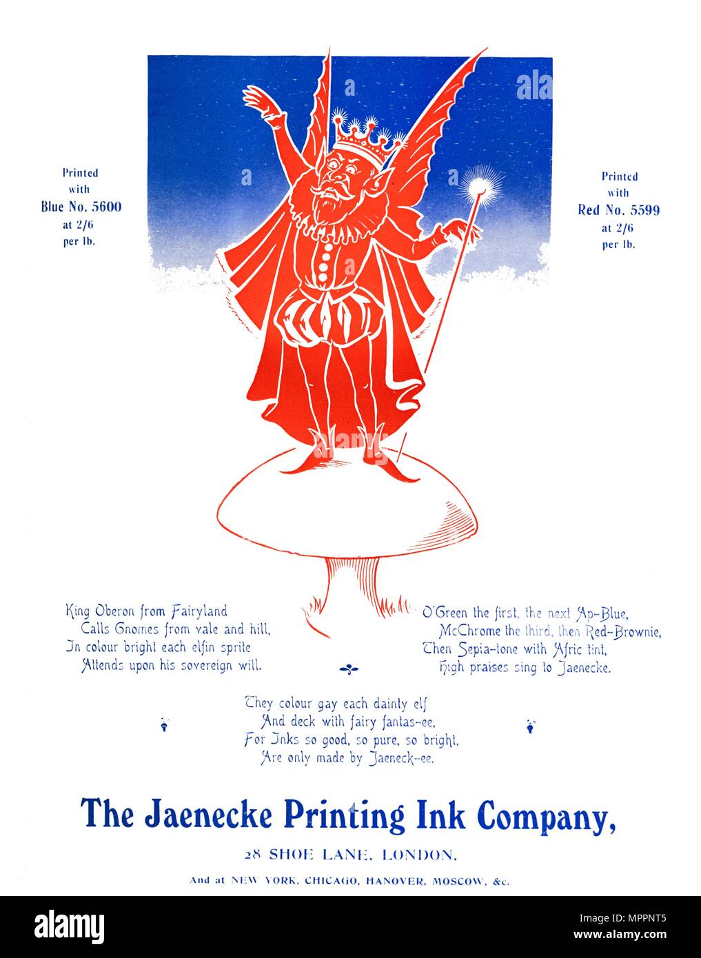 'King Oberon - The Jaenecke Printing Ink Company', 1907. Artist: Unknown. Stock Photo