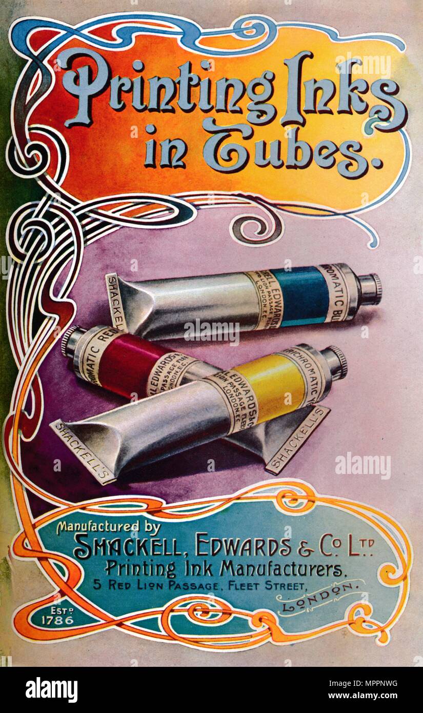 'Printing Inks in Tubes - Shackell, Edwards & Co. Ltd. advert', 1907. Artist: Shackell Edwards & Co. Stock Photo