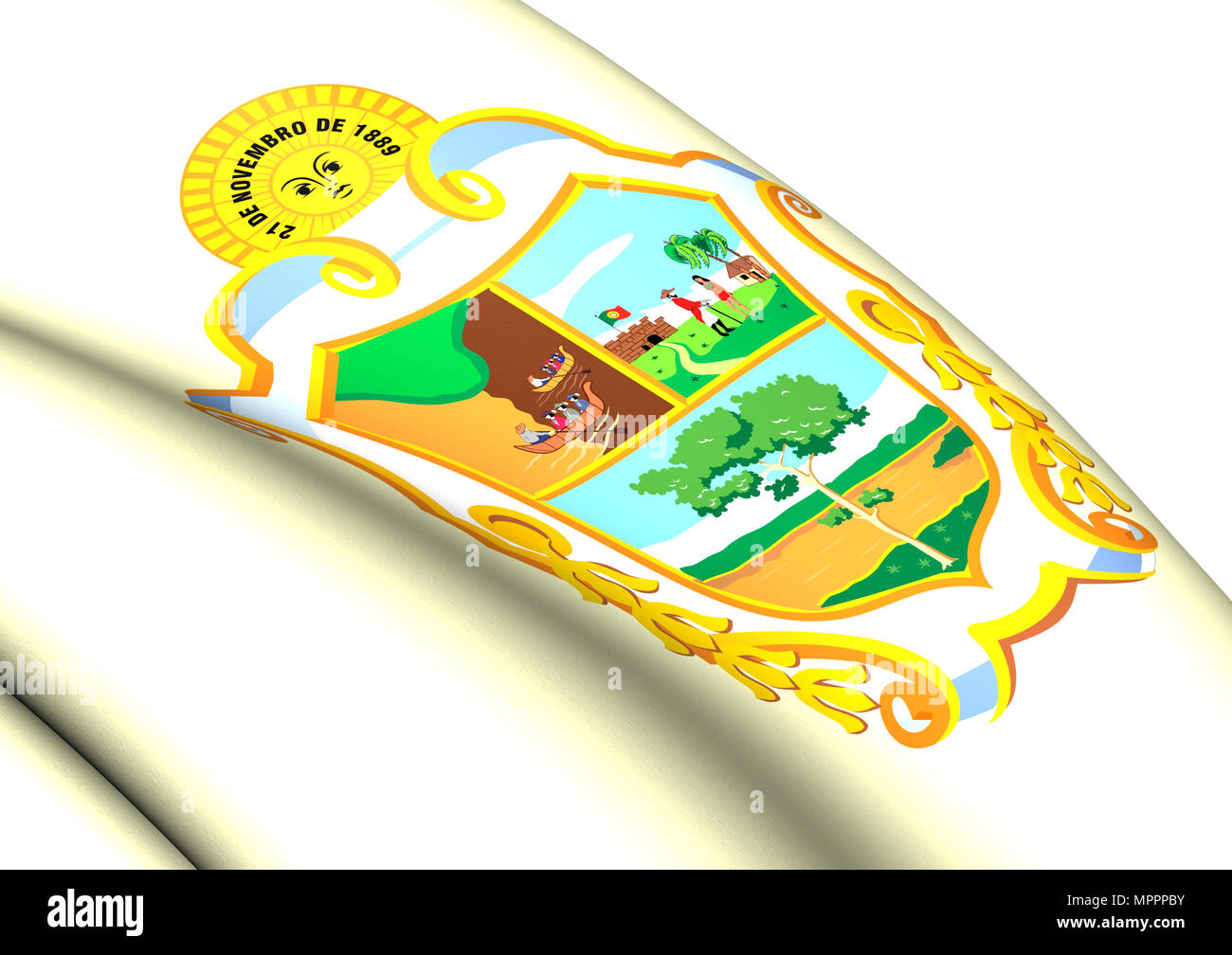 3D Flag of Manaus (Amazonas), Brazil. 3D Illustration. Stock Photo