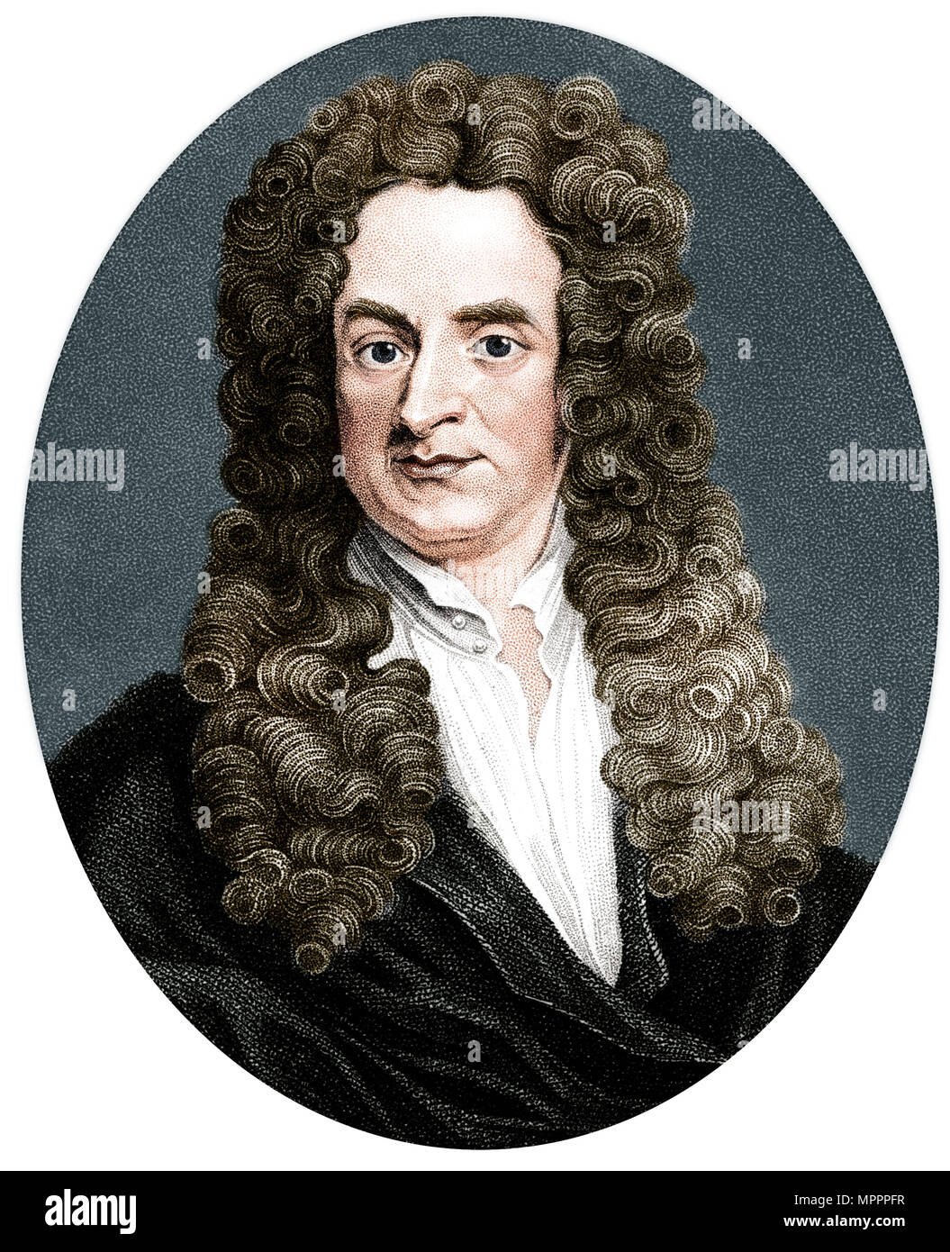 Isaac Newton, English mathematician, astronomer and physicist, (1818). Artist: R Page. Stock Photo